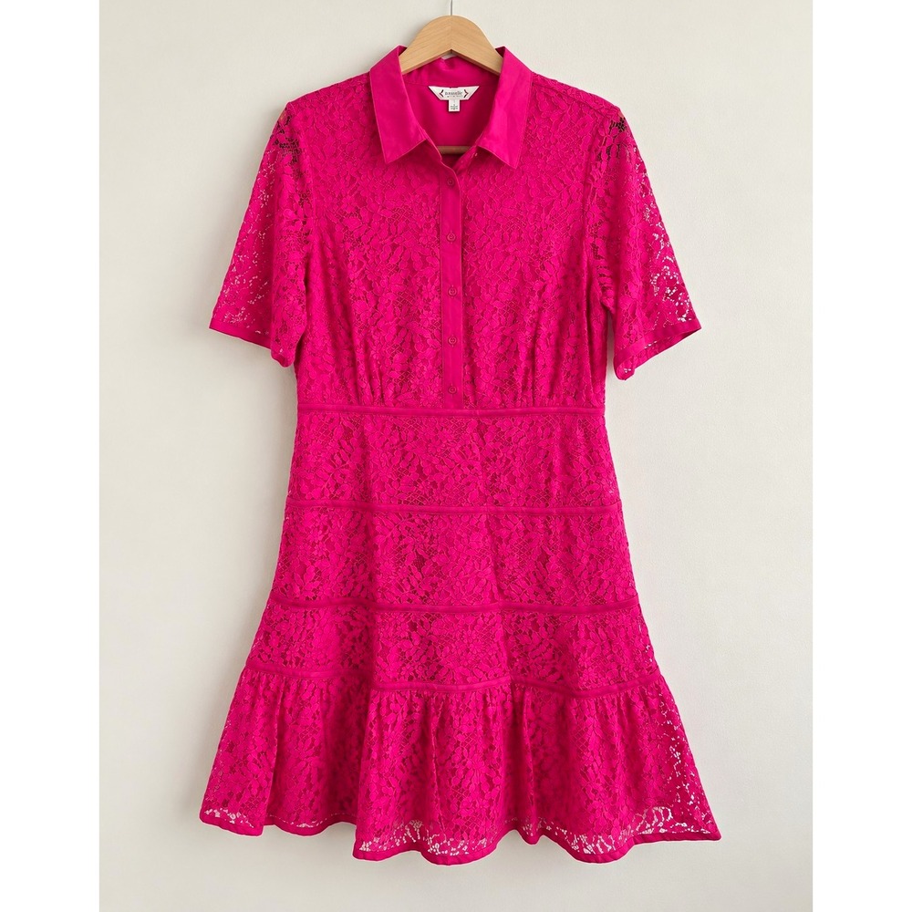 Nanette Lepore NWT Pink Lace Dress Size 10 Fit Flare Cocktail Wedding Guest